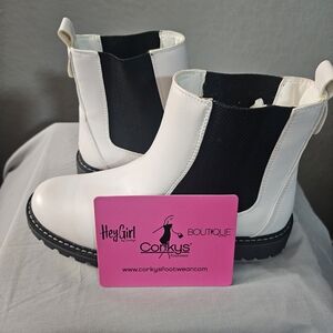 Corkys White and Black Ankle Boots